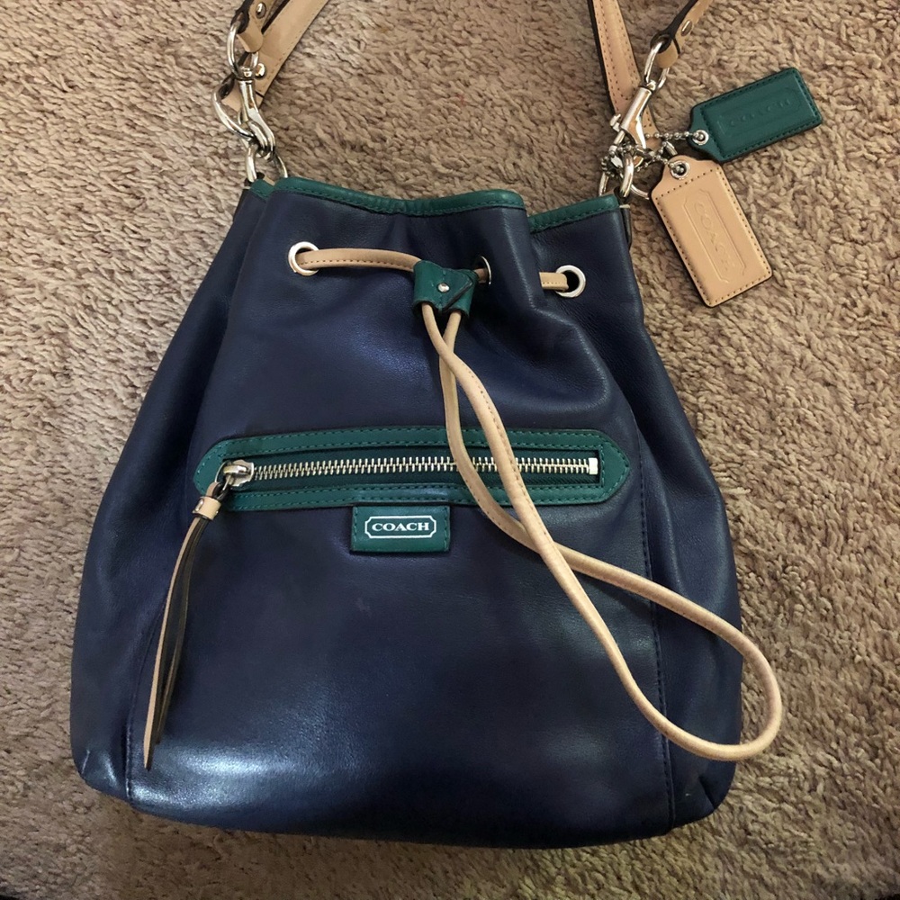 Coach crossbody Bag Genuine Leather navy blue